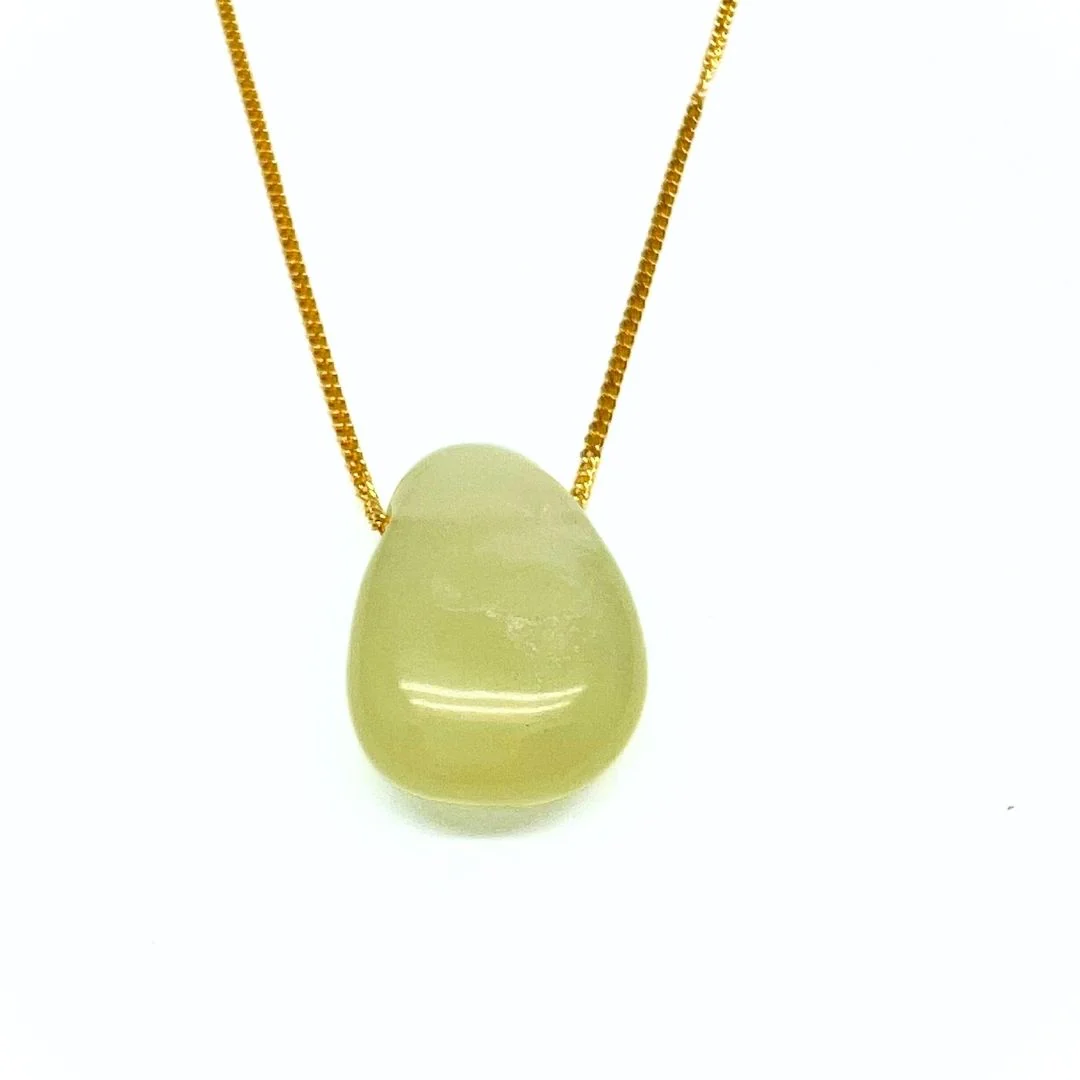 Ny jade halsband med silver eller guldpläterad kedja - Bild 4