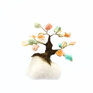 Bonsai träd med naturlig ädelsten - kristallmix