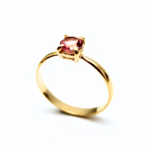 Topas rosaglittrande ring i guld vermeil