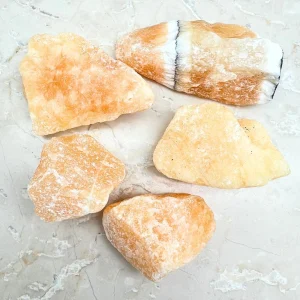 Kalcit orange, rå mineral