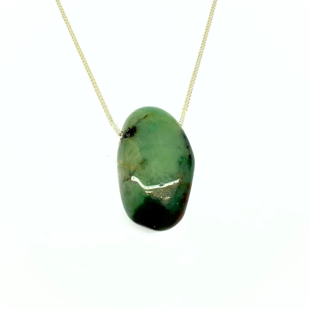Smaragd halsband med silver eller guldpläterad kedja - Bild 2