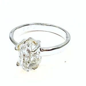 Pakimer / herkimer diamant ring i silver