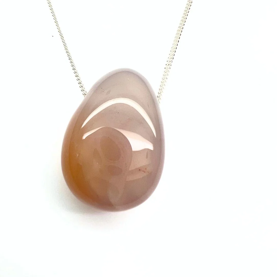 Agat halsband med silver- eller guldpläterad kedja - Bild 5