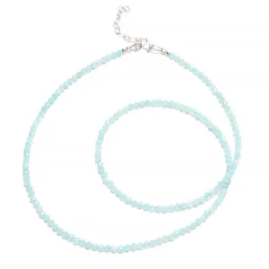 Amazonit, tunt halsband fasettslipat