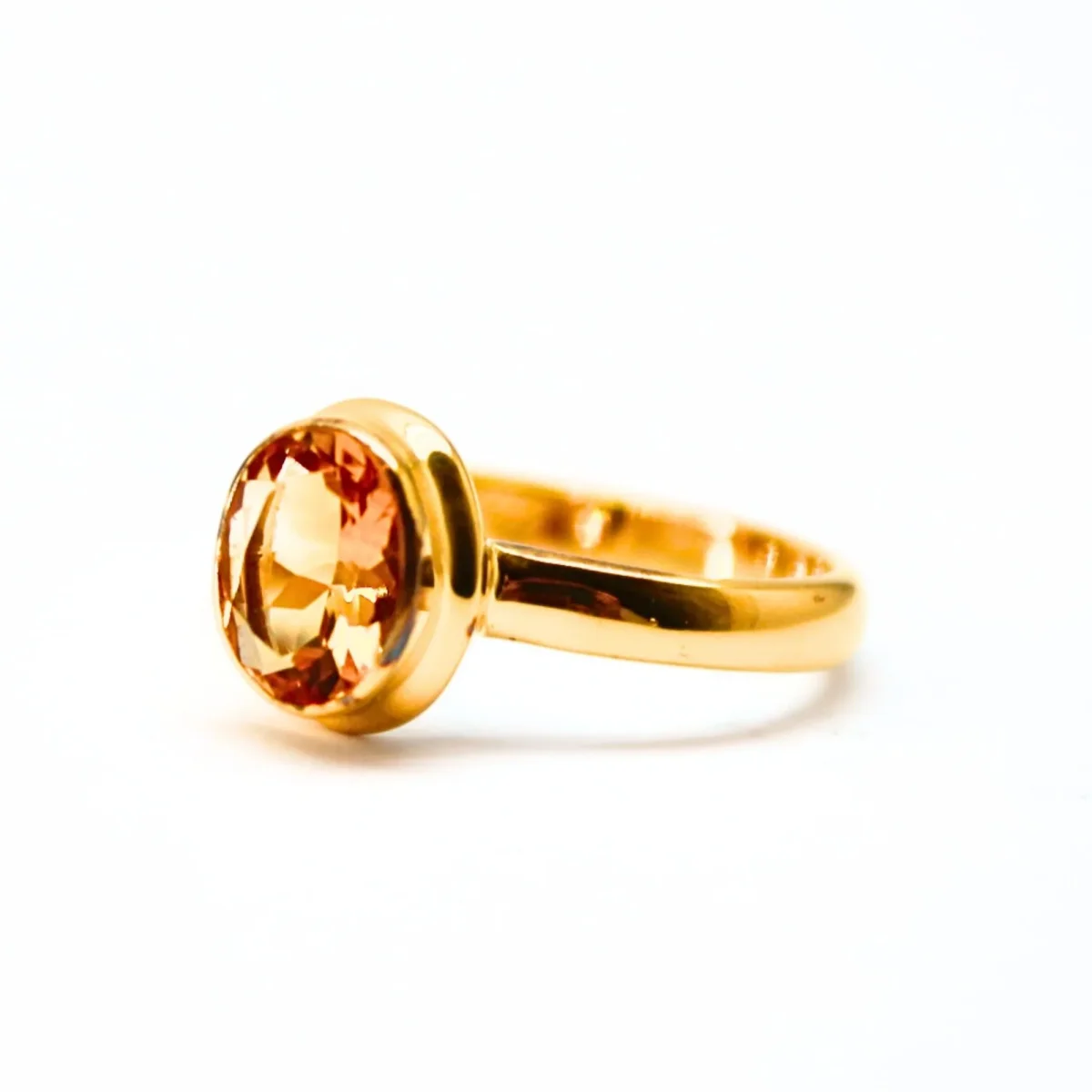 Citrin, fasettslipad oval sten i guld vermeil - Bild 4