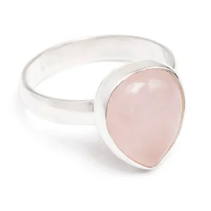 Rosenkvarts, droppe, slät silverring