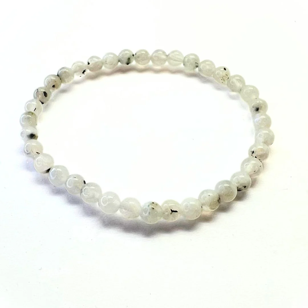 Regnbågsmånsten, armband med runda 5mm pärlor - Bild 6